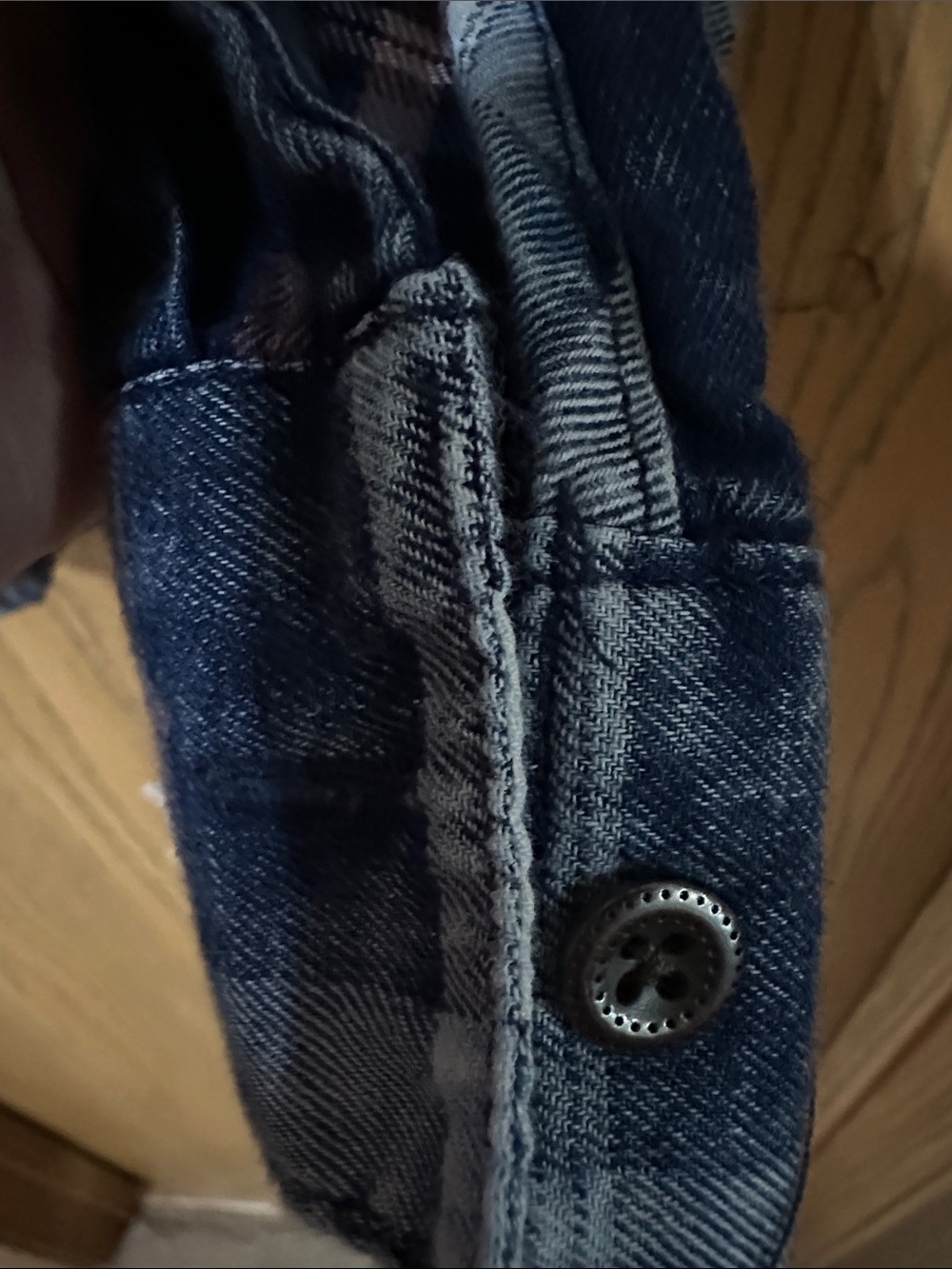 Maurices Blue Plaid Button Cuff Shirt - Picture 5 of 7